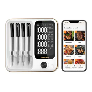 INKBIRD Digital Meat Thermometer, Wireless WiFi Bluetooth Kitchen Gadgets Utensils with 4 Probes, Waterproof LCD Cooking Thermometer with App Presets for BBQ & Oven, Mother's Day Gift,summervibes Kitchenware