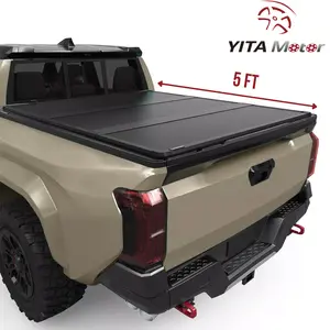 [Fits 2024-2026 Toyota Tacoma] 5 FT Bed, Hard Tri-fold Truck Bed Tonneau Cover, with Deck Rail System - Yitamotor