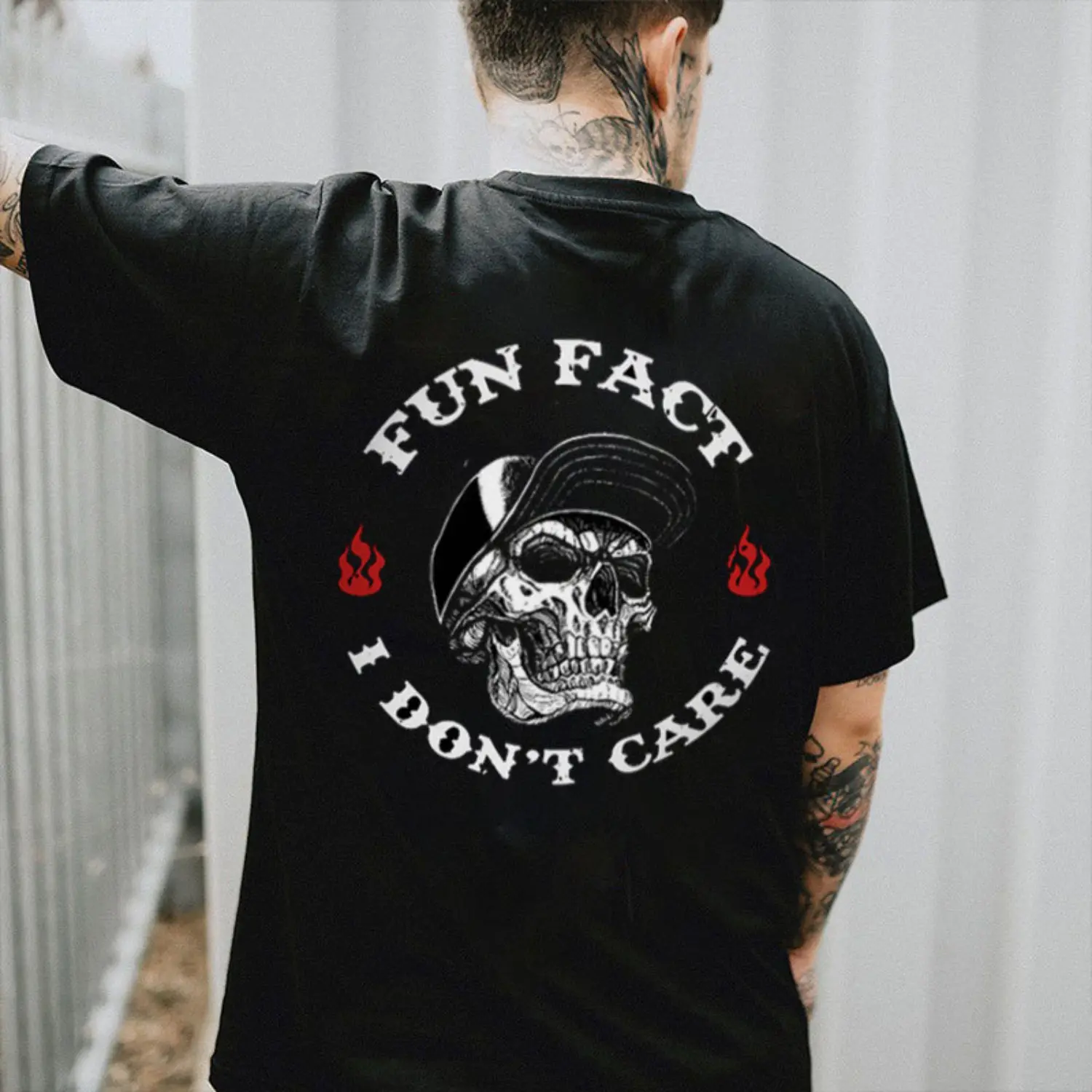100% Cotton Golf Gift T-Shirt For Men and Women FUN FACT I DON'T CARE Skull Print Men's T-shirt, Top Menswear, Cotton Tee Shirt Casual Streetwear Men Tee printed graphic street funny halloween men t-shirts