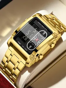 Men's Business Fashion Square Dial Digital Quartz Watch, Multifunctional Watch, Fashion Watch with Luminous Dial & Alarm Function, Trendy Watch for Daily Life