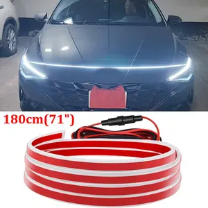 71''Car LED Dynamic Hood Light Strip DRL Scan Start Up Light For Hyundai Elantra,Ambient Lighting Package with Unique Daytime Running Light Design, Easy Installation, 12V-Ice Blue eclipse led lights
