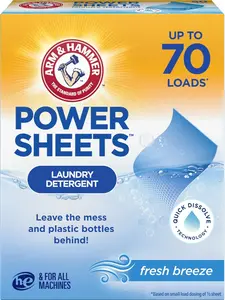 ARM & HAMMER Power Sheets Laundry Detergent, Fresh Breeze 35 ct, up to 70 small loads