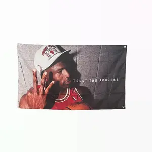 MJ “Trust The Process” Flag – 3x5ft Wall Banner + Hanging Hooks For Hoopers & Basketball Fans – Trending Motivational Decor For College Dorms & Bedrooms