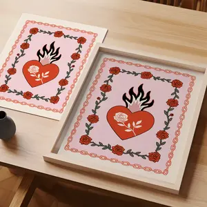 Steph Marie Art Love On Fire Art Print on Thick Premium Matte Paper, 5x7", 8x10",  8.5x11 & 11x14 Sizes for Room Decor and Wall Art