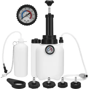 3L Brake Bleeder Kit, Brake Bleeder Vacuum Pump Kit, Pneumatic Braking Hemorrheder Kit, One Man with 1L Brake Hemorrrheder Bottle, 2 Brake Hoses and 4 Master Cylinder Adapters (Black) Tire Inflation Tool Cordless Tire Pump