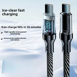 6.6FT 65W USB C Cable 5A USB 2.0 Silicone Type C Charging Cable with LED Display USB C to USB C Fast Charge Cable for Mobile iPhone 15 iPhone 15 Plus iPhone 15 Pro iPhone 15 Pro Max Cellphone