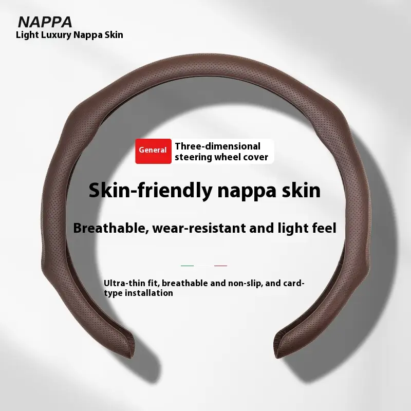 Hugexpen Nappa Leather Steering Wheel Cover New Quick TurnNon-Slip Breathable Ultra-Thin Universal Grip Cover Suitablefor Four Seasons car accessories