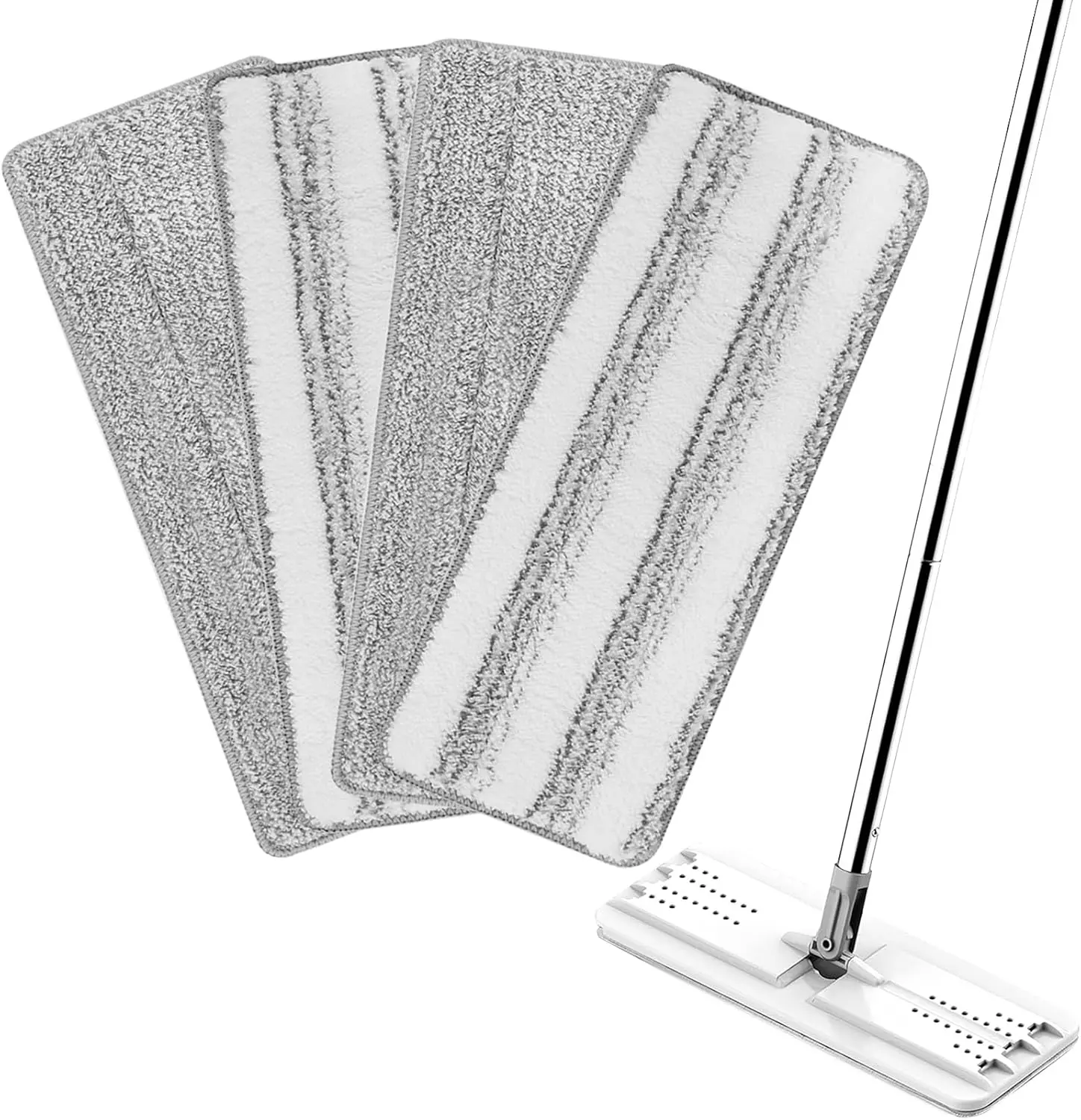 4-Pad Removable & Washable Microfiber Cleaning Mop Pads, Absorbent Replacements for Joymoop Flat Mop-Bucket Set, Fits 13"x4.9" Squeeze Tool, Gentle on Hardwood & Vinyl Floors, Save Money
