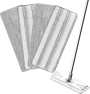 Washable Microfiber Mop Pads, 4-Pack Value Absorbent Replacement for Joymoop Flat Mop-Bucket Set, Fits 13"x4.9" Squeeze Floor Tool, Ideal for Vinyl Floor Cleaning