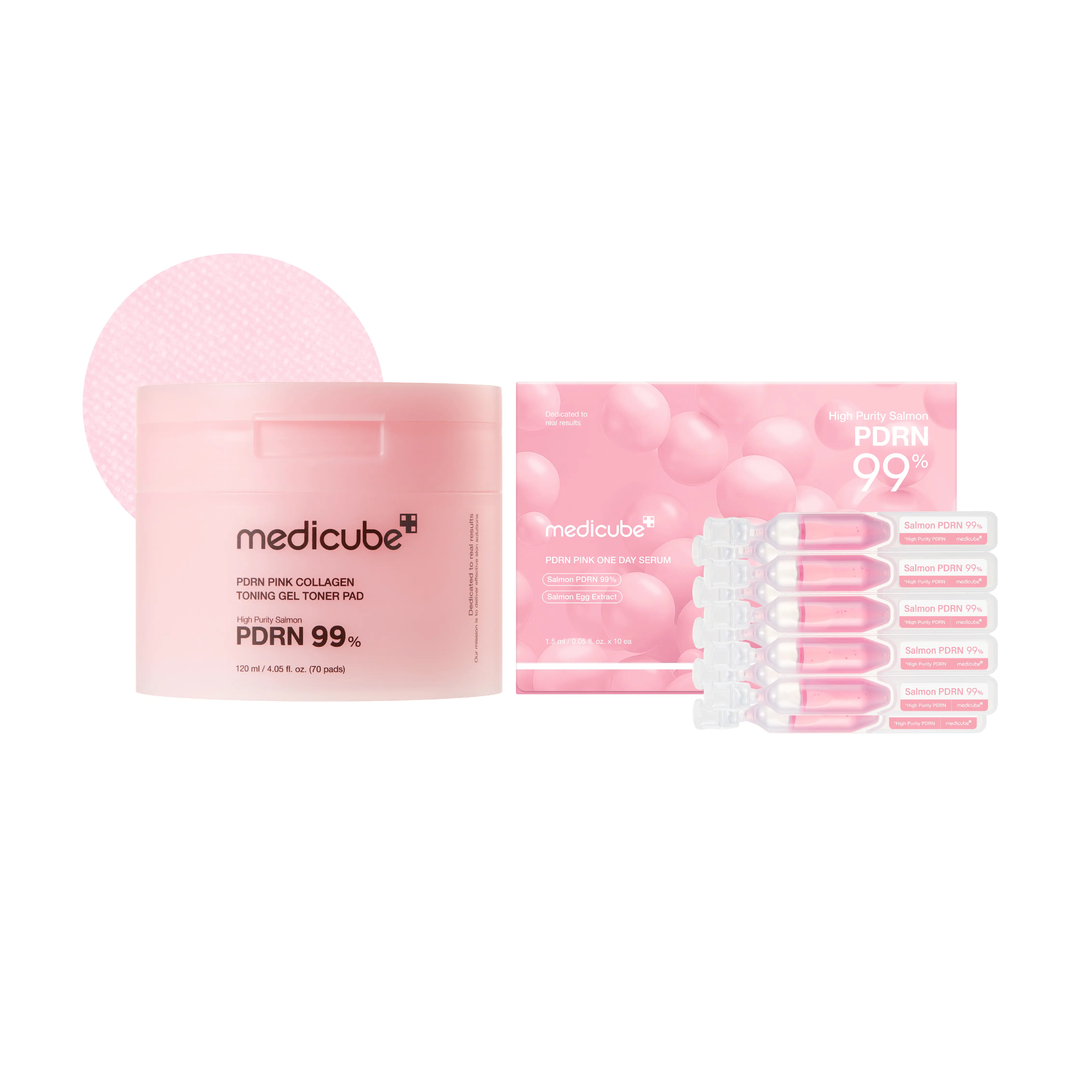 [medicube] 99% Salmon DNA Miracle Duo ㅣ 99% Salmon PDRN for Soothing, Hydration, Uneven Skin Tone ㅣ Korean Skincare for Glass Glow Skin