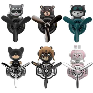 Pilot Bear Propeller Air Freshener, Fun Husky Dog Vent Clip Air Freshener, Ocean Scent Car Aromatherapy Decor for Dashboard, Car Fragrance, Car Interior Accessories