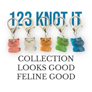 Looks Good. Feline Good - GLOW IN THE DARK - set of 5 large clasp stitch markers for crocheting