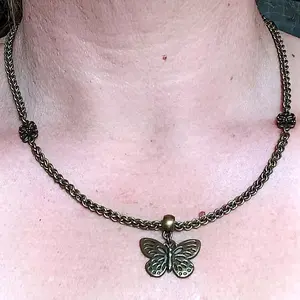 Bronze JPL Weave Chainmail Necklace with Butterfly Pendant