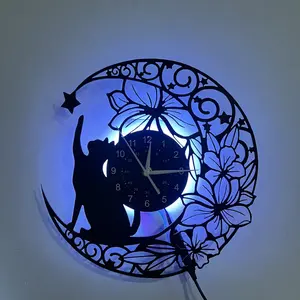 Vintage Cat-Shaped Vinyl Wall Clock - Silent Non-Ticking Irregular Design, Perfect Room Decor for Cat Lovers, Ideal Birthday Christmas Graduation Gift, Battery Not Included