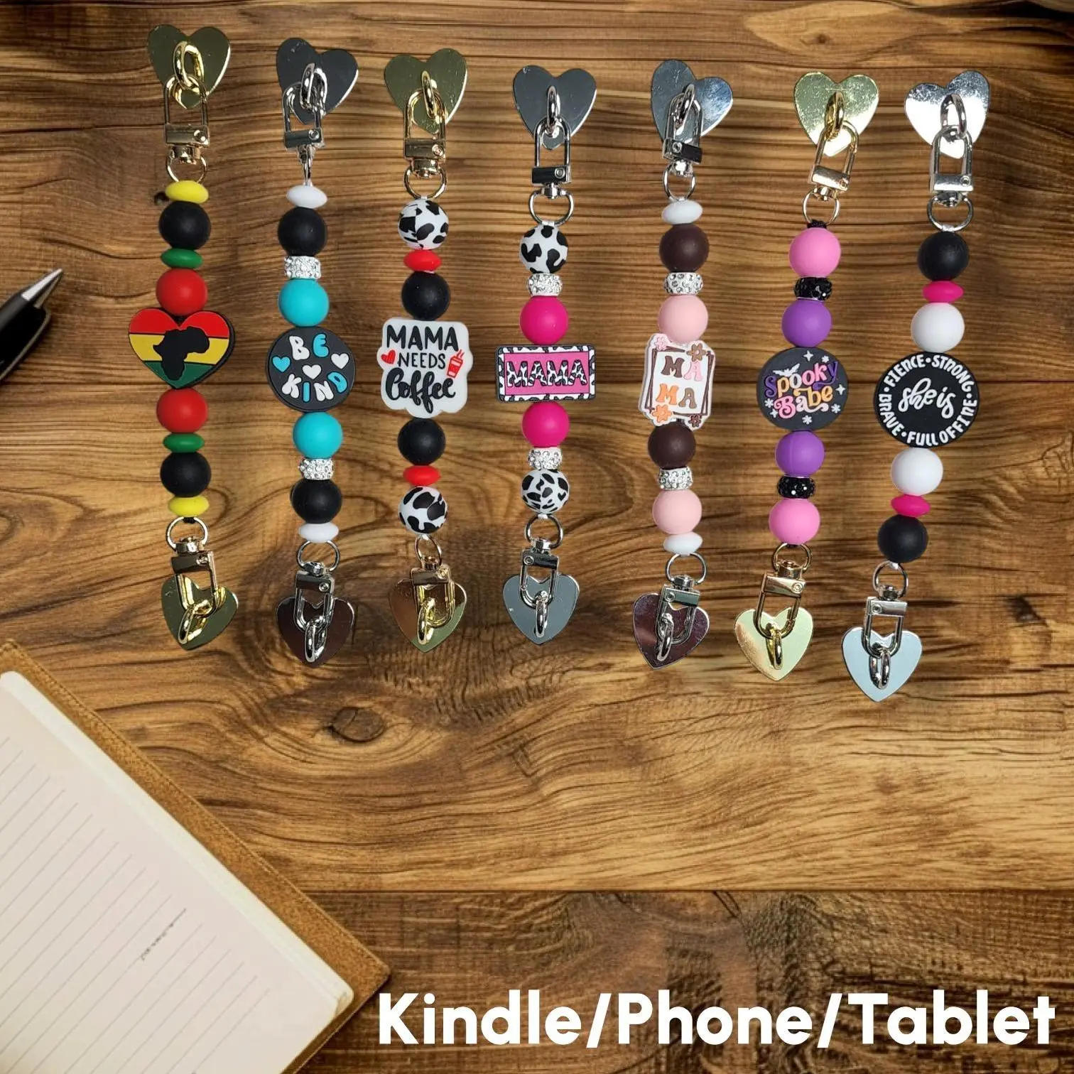 Custom Silicone Interchangeable Beaded Kindle/Cell Phone/Ereader Strap Accessory Colorful Durable