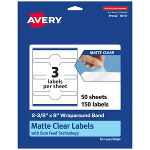 Avery Matte Clear Labels,  2-3/8" x 8" Wraparound