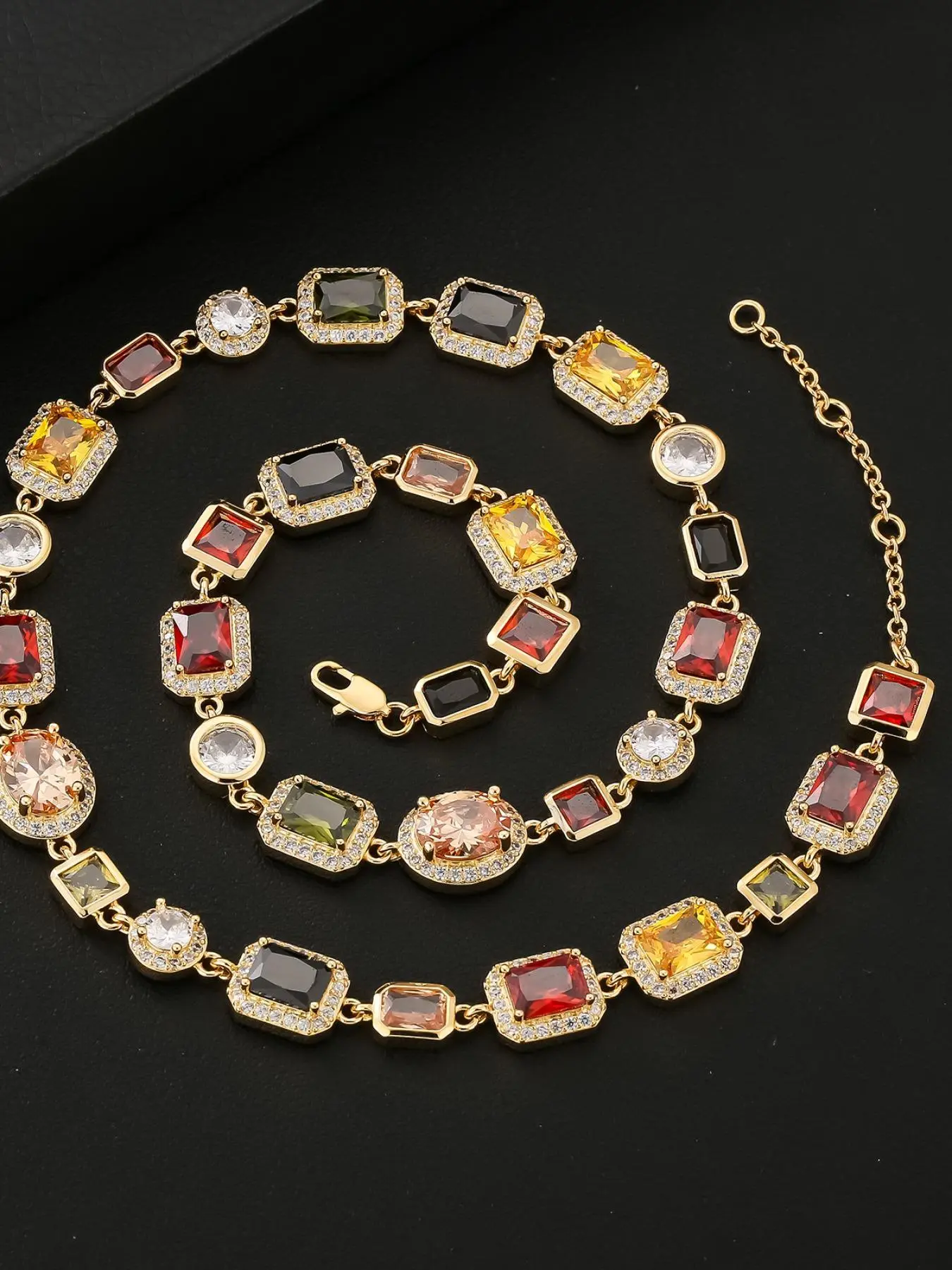 Colorful Imitation Crystal Zirconia Necklace, Rhinestones Pendant Necklace, Elegant and Noble Jewelry for Women & Girls, Best Gift for Mom & Girlfriend, Bling Necklace