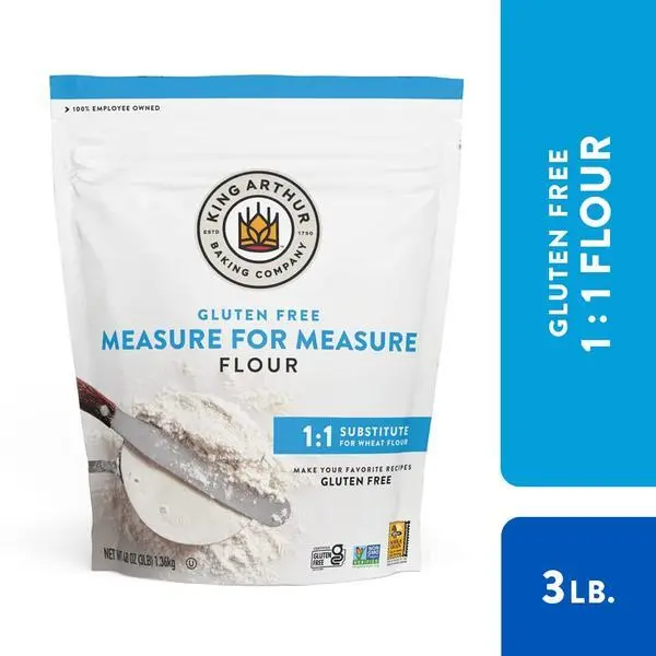 King Arthur Measure for Measure Gluten-Free Flour: All-Purpose 1:1 Substitute for Wheat Flour, Non-GMO, Kosher Certified, 3 lbs Bag for Baking Cookies, Cakes, Muffins