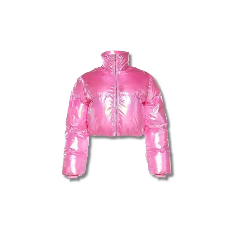 RENDEZVOUS - Pink Pearl Puffer | Womens Pink Shiny Puffer Coat (US, Alpha, Small, Regular, Regular)