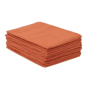 REGALWOVEN 12 Pack Gauze Cloth Napkins Soft Cotton Bulk Linen Dinner Napkins 17x17 Inch Orange