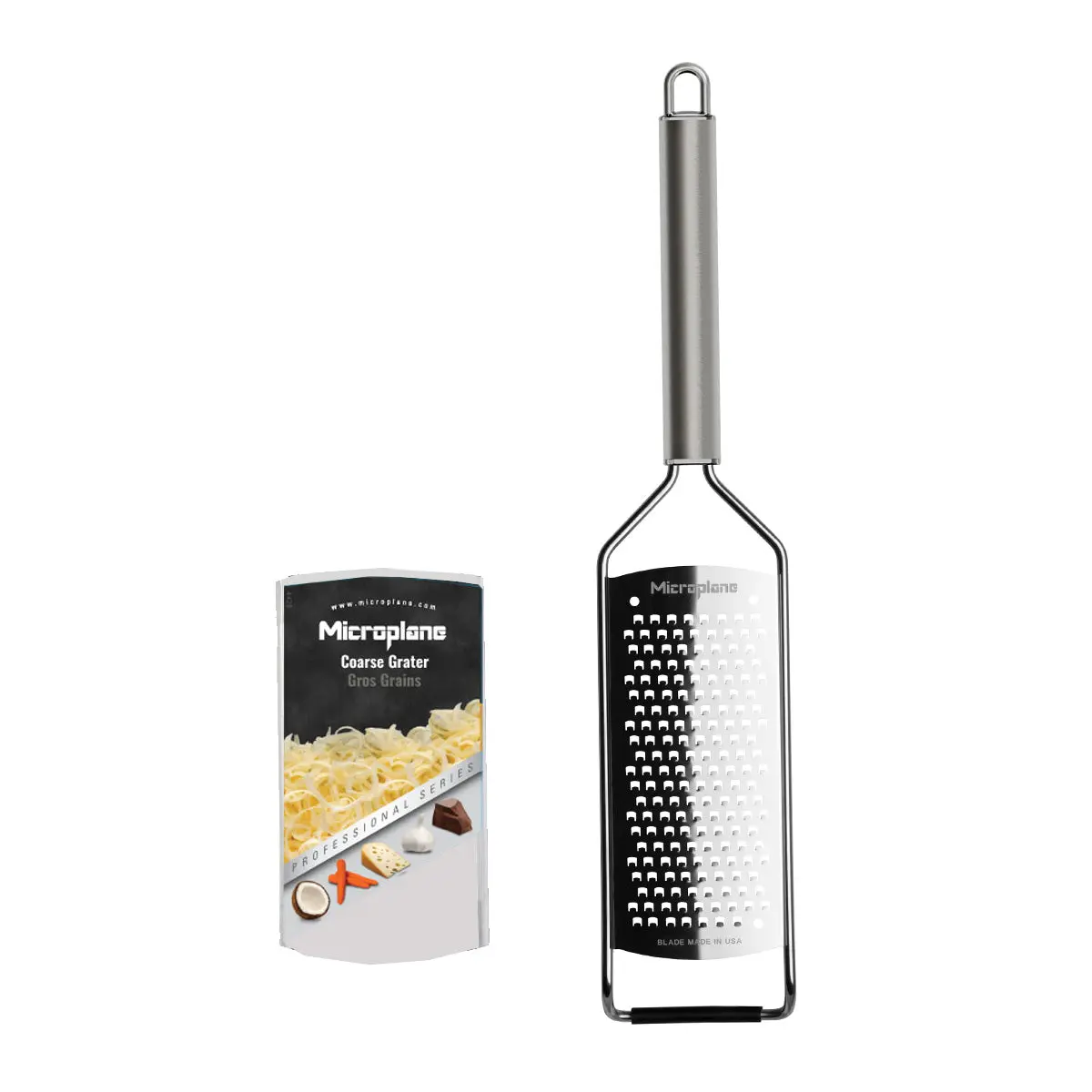Microplane Professional Series Coarse Grater – Stainless Steel Kitchen Grater for Hard Cheese, Vegetables, Ginger & Nuts – Ergonomic Non-Slip Design