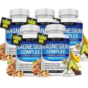 Toplux Magnesium Complex Supplement, 8 Essential Bioavailable Magnesium Forms, 1000mg Per Serving, Daily Support for Muscle, Sleep, Stress & Overall Health Bathroom Vitamin