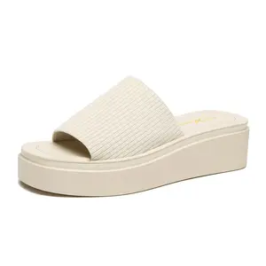 Athlefit Women's Slip On Platform Sandals Comfortable Open Toe Flatform Chunky Sandals Walking Shoes Footwear Springtok Summer