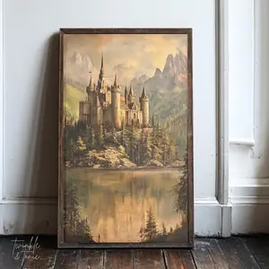 [UNFRAMED, PRINT ONLY, VINTAGE POSTER SALES UPTO 50%] Vintage Renaissance Castle Painting, Medieval Wall Art, Dark Academia Print, Antique Aesthetic Decor, Moody Poster, Printed and Shipped. Christmas Home Décor Poster