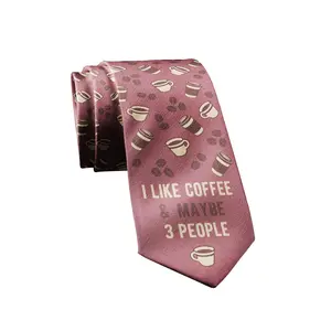 I Like Coffee and Maybe 3 People Necktie Novelty Ties for Men Coffee Funny Ties for Guys Funny Ties