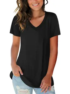 Womens Short Sleeve Round Neck Shirts Summer Top Fashion Basic Tee