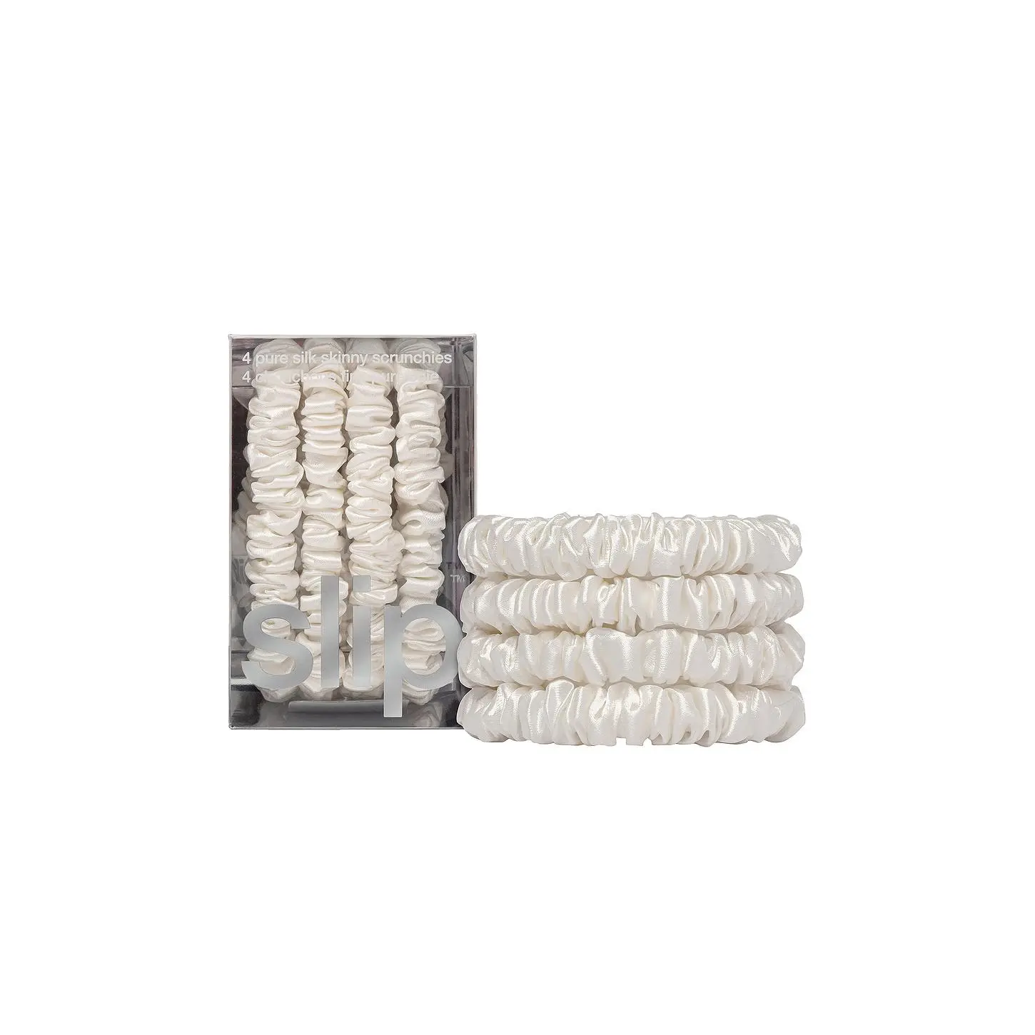 slip Skinny Scrunchies Set Of 4 in White
