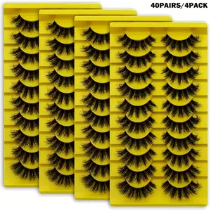 Russian Style 3D DD Curl Dense Wavy False Eyelashes, 20 Pairs 8-15mm Thick Lashes for Natural Volume Length & Flawless Makeup Finish, Beauty Cosmetic Eyelashes (35mm), Dd Curl Lashes