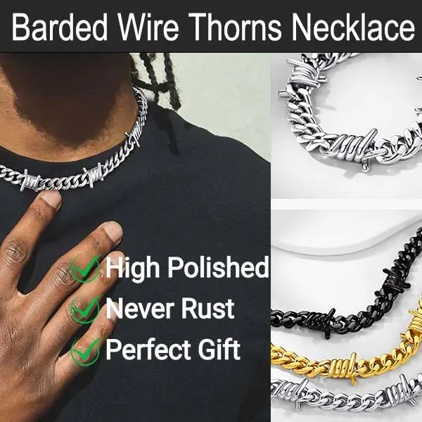 PROSTEEL Barded Wire Thorns Necklace Bracelet  Heavy Stainless Steel Necklace Bracelet Unisex High Polished Gift
