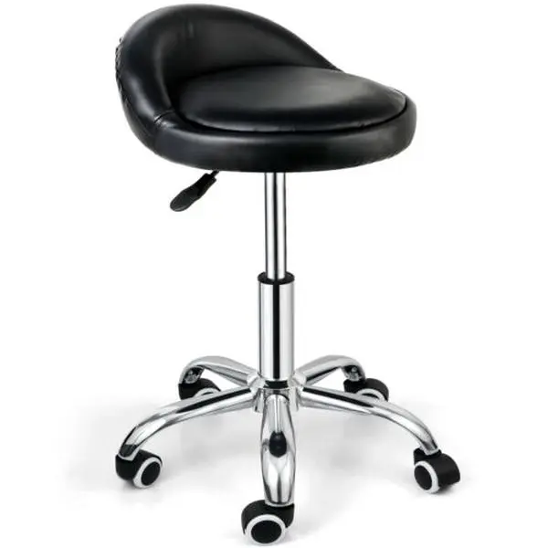ZENSTYLE Adjustable Ergonomic PU Leather Salon Swivel Stool - Hydraulic Lift, Backrest, Cushioned Seat, Rolling Reception Chair, Easy-Setup Barber Equipment for Tattoo, Facial Massage Use, Swivel Stools