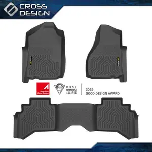 CROSSDESIGN TPE Floor Mats Liner Set All Weather TPE Rubber floor mats Waterproof Durable non-slip Fit For 02-09 Dodge Ram 1500 2500 3500 Quad Cab 3D Molded black 3pcs