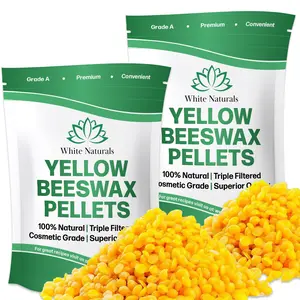 White Naturals Yellow Beeswax Pellets 2lb (1lb in each bag), Pure, Natural, Cosmetic Grade, Organic, Bees Wax Pastilles, Triple Filtered, Use For Candle Making, Soap, Food Wrap, DIY Lip Balms, Lotions Body Care