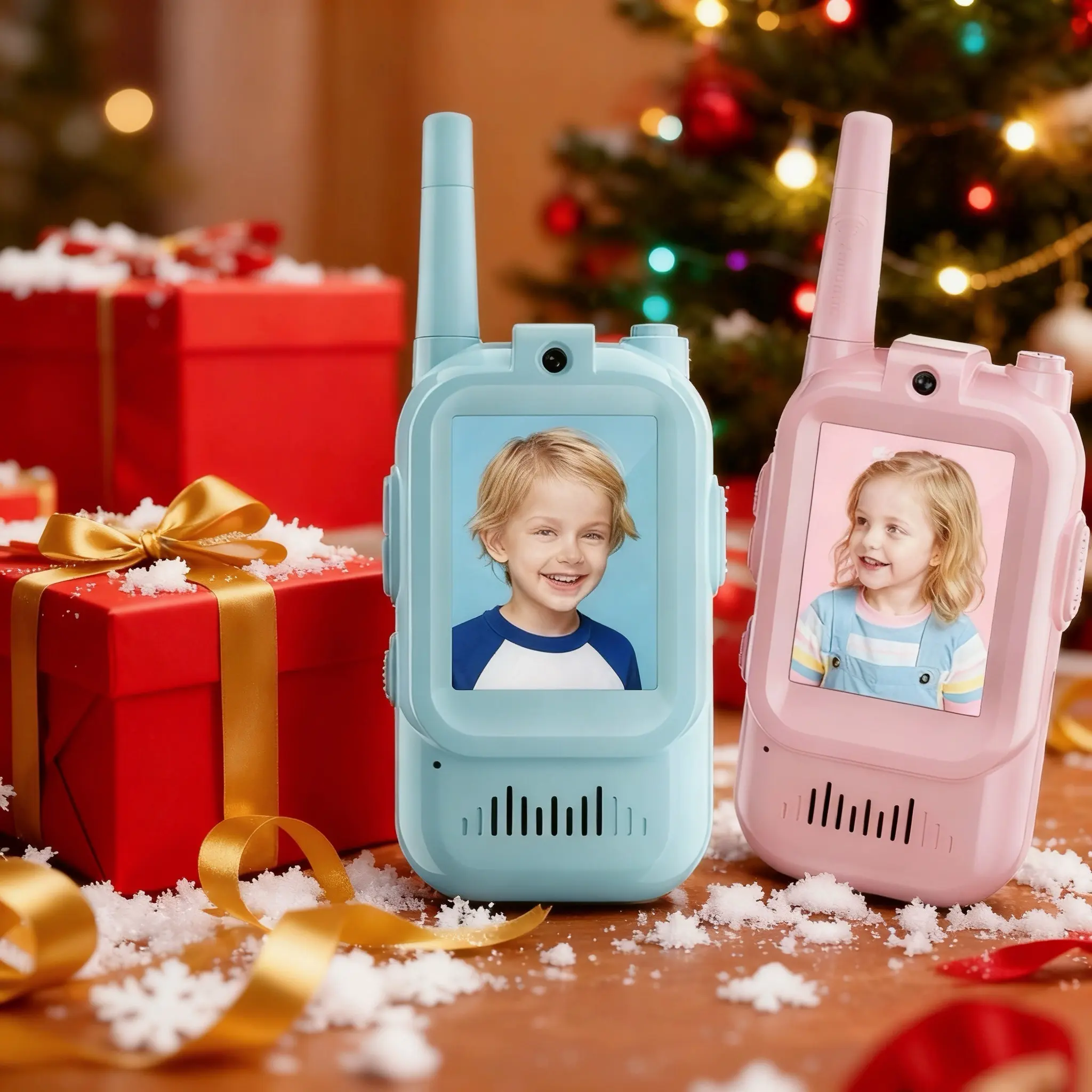 Children's walkie talkie with video, a pair of walkie talkies, rechargeable durable children's toy with high-definition camera and voice changer, suitable for outdoor, camping, student, gaming and indoor entertainment, Children's Day gift, Christmas gift