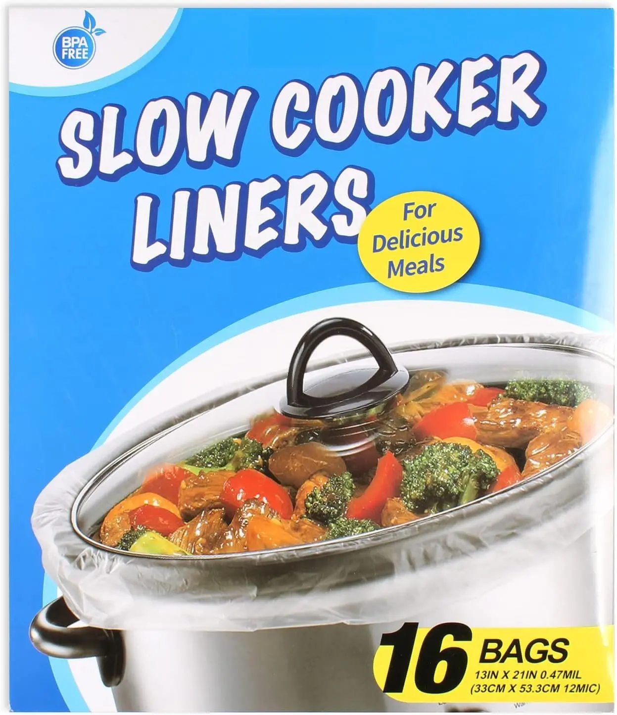 16 Bags Slow Cooker Liners, Disposable Multi Use Cooking Bags,Large Size Fit 3QT to 8QT, Plastic Bags for Slow Cooker, Pans, Aluminum Cooking Trays, -13 x 21 Inches, 3 quarts (16)