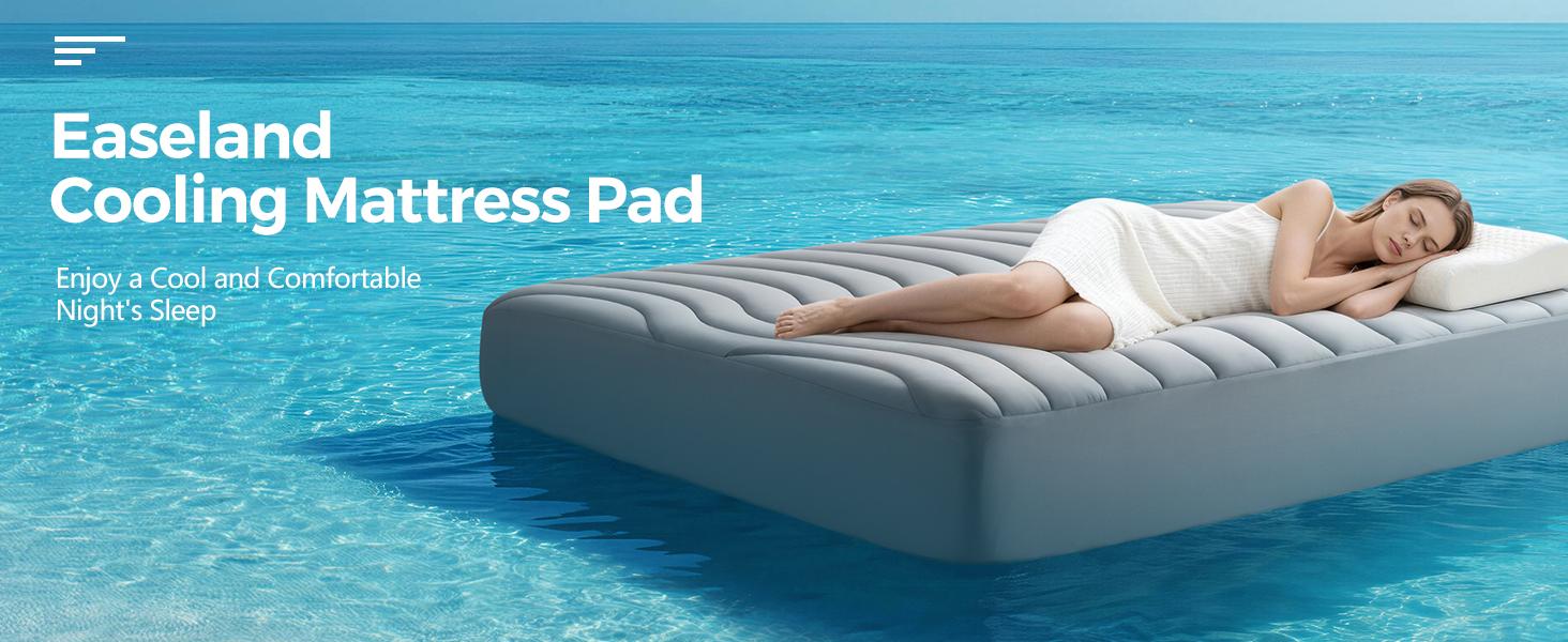EASELAND Cooling Mattress Pad – For Hot Sleepers, Pillow Top Cover, Quilted Fitted Protector, Breathable Topper with 8-21" Deep Pocket, Perfect for Bedroom & Home