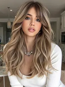 22-Inch Ombre Long Curly Synthetic Wig, Heat-Resistant Fiber Wig for Daily and Party Use, Suitable for All Occasions