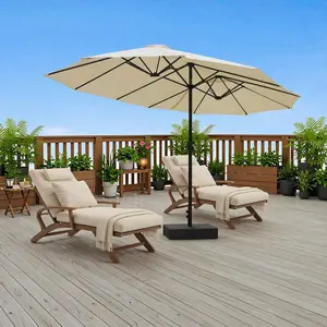 VOWNER 15 FT Large Rectangular Twin Market Umbrella with Crank – Beige Umbrellas for Patio, Deck, Pool Outdoor Furniture,summerwins