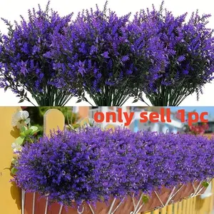 12 Bundles UV Resistant Decorative Artificial Lavender Flowers, Vibrant Fake Bush for Indoor Outdoor Hanging Decor, Durable Plastic Garden & Home Decoration, Artificial Flower Arrangements, Artificial Lavender Plant, Artificial Flower Decorations