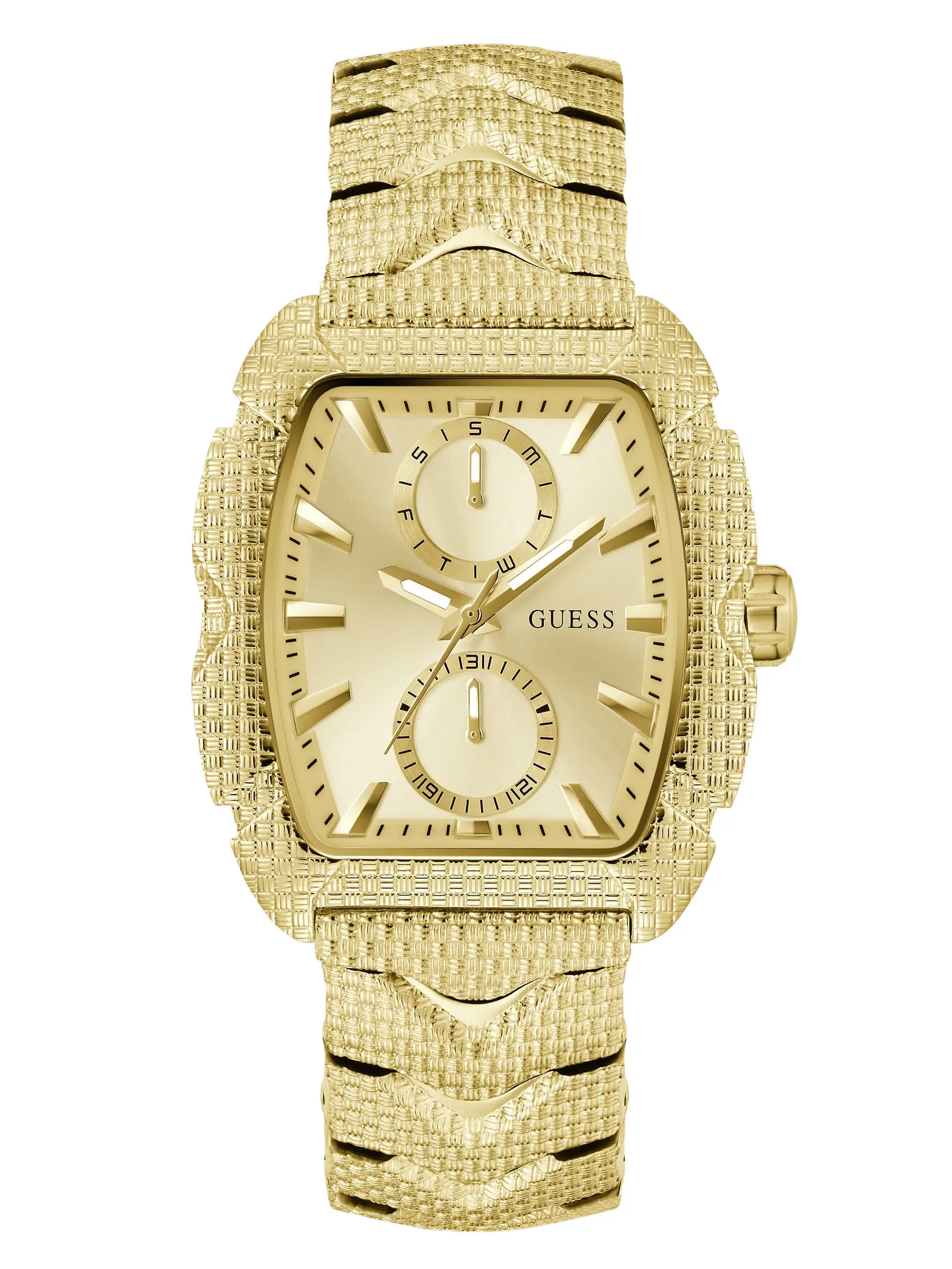 GUESS Male Gold-Tone Multifunction Watch