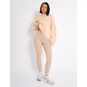 Kaiia Premium Ribbed Legging Stone