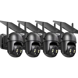 [4-Cam-Kit] 4G LTE Solar Security Cameras Outdoor Wireless - No WiFi Needed, 2.7K Color Night Vision, 360° Live View, PIR Motion Detection, 2-Way Talk, Built-in SIM Card(Data refill is required )