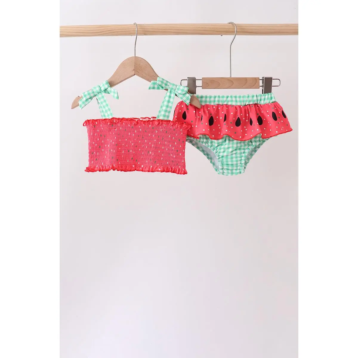 Red Watermelon Smocked UPF Swim Set
