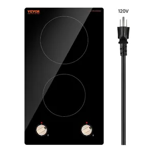 2-Burner Knob Control Induction Cooktop (Double Burner Kitchen Appliance), 1800W Electric Countertop/Built-in Glass Surface Unit with 12 Temp Settings and Auto Shut-Off, Kitchen Appliances