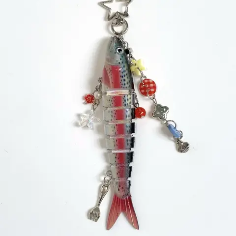 Handmade Fish Shaped Keychain, Ocean Theme Bag Charm & Key Ring, Realistic Bait Pendant, Perfect Gift for Fishermen, School & Car Accessories, Keychain For Bags, Cool Keychains, Aesthetic Keychain