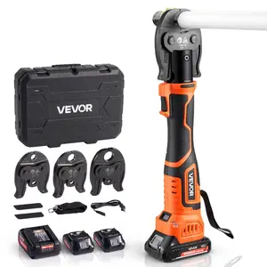 VEVOR Cordless Mini Press Tool, 18V Electric Pipe Crimping Tool for 1/2, 3/4, 1 PEX Pipe Copper Rings, PEX Press Tool Kit with 2pcs Battery, Fast Charger Carrying Case - Meet ASTM F1807 Standard