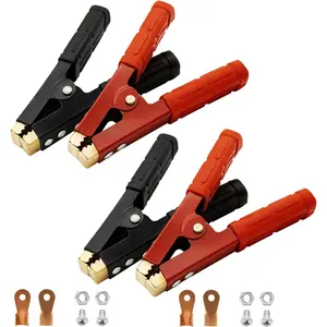 4 count Heavy Duty  Charger Clamps & Jumper  Clamps (500-1000A, Red/Black) for , , , Auto  & Jump Starting  Clips